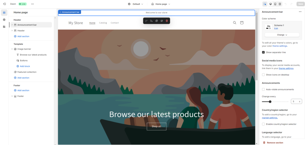 Customizing Shopify Store Sections