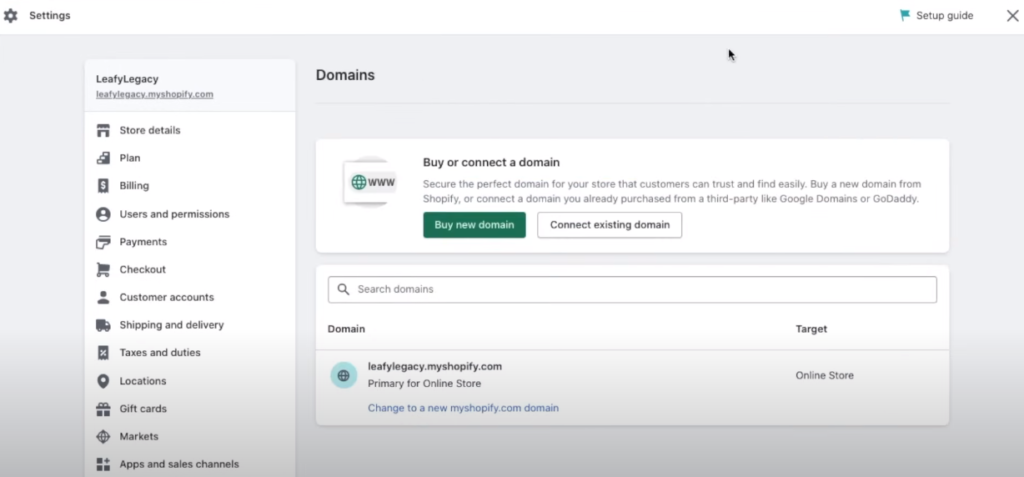 Set up a domain for the store