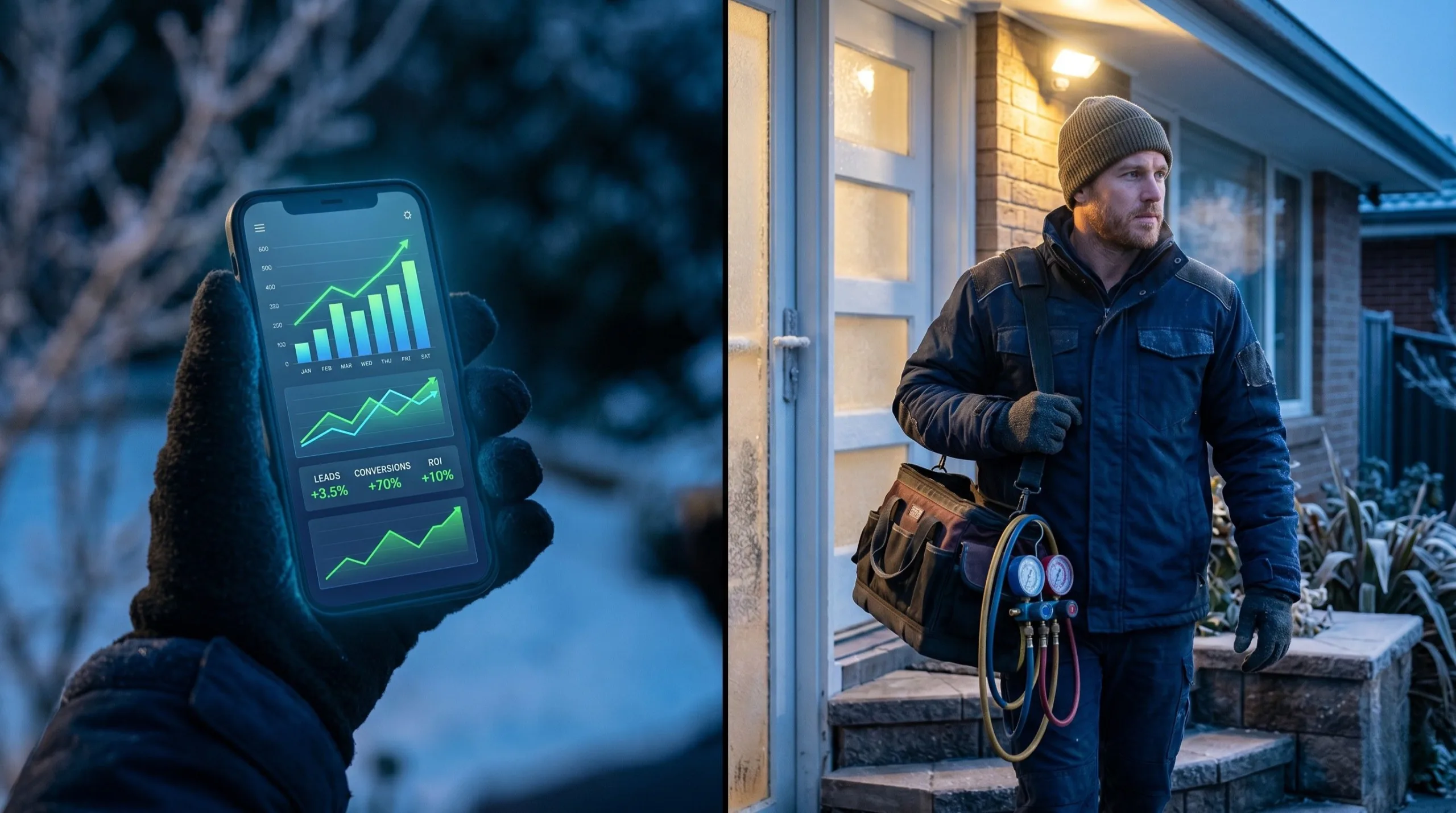 Dashboard displaying a highly profitable Facebook ads for HVAC campaign during winter.