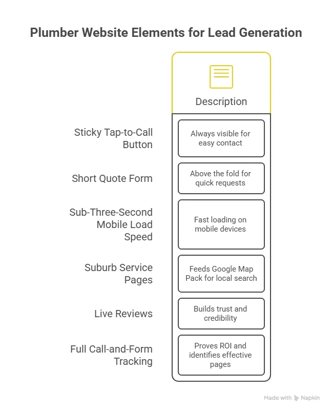 Plumber Website Elements for Lead Generation